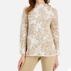 Festive printed mock-neck sweater